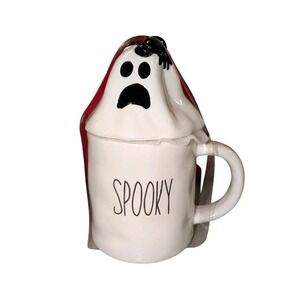 B. Harbor Ceramic SPOOKY Mug w/ Ghost Lid – Halloween Rae Dunn Style Decor NIP